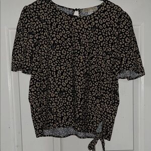 MICHAEL Michael Kors Black and Tan Leopard Blouse